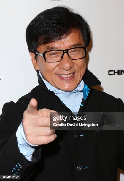 Actor Jackie Chan attends the premiere of Wanda and AMC Releasing's "Chinese Zodiac" at AMC Century City 15 theater on October 16, 2013 in Century...