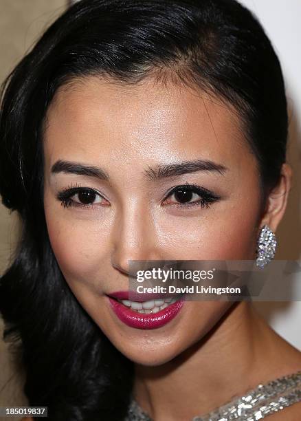 Actress Yao Xingtong attends the premiere of Wanda and AMC Releasing's "Chinese Zodiac" at AMC Century City 15 theater on October 16, 2013 in Century...