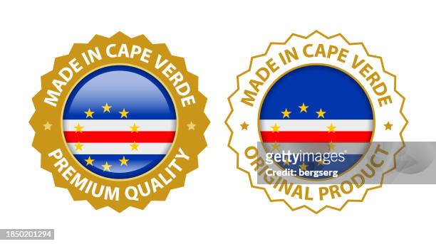 made in cape verde. vector premium quality and original product stamp. glossy icon with national flag. seal template - cape verde stock illustrations