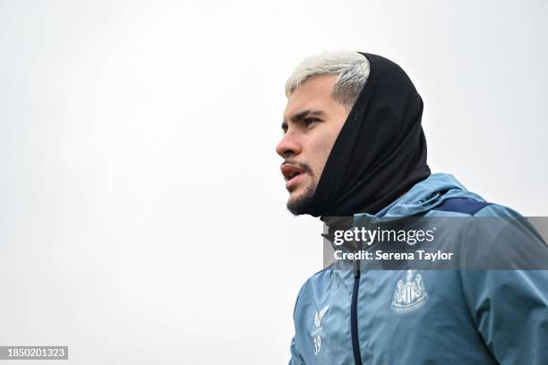 Bruno Guimaraes during the Newcastle United Training Session at the Newcastle United Training Centre on December 12, 2023 in Newcastle upon Tyne,...