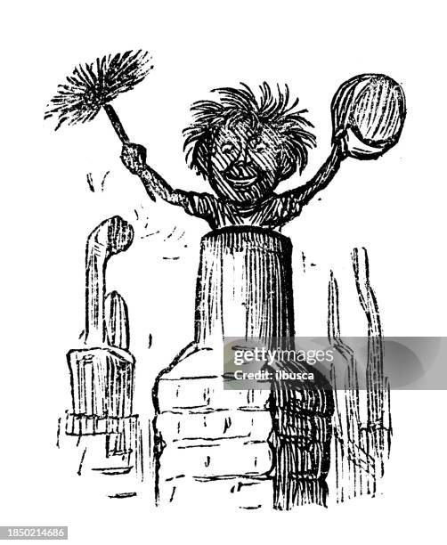 british satire caricature comic cartoon illustration - chimney sweep stock illustrations