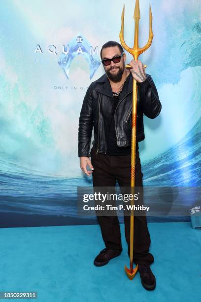 Jason Momoa attends a special event to celebrate Aquaman and the Lost Kingdom at Battersea Power station on December 12, 2023 in London, England.