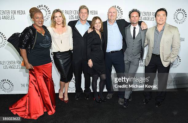 Actors CCH Pounder, Catherine Dent, Kenny Johnson, Kathy Ryan, producer Shawn Ryan, Walton Goggins and Benito Martinez arrive at The Paley Center for...