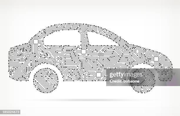 ilustraciones, imágenes clip art, dibujos animados e iconos de stock de car lado en placa de circuito - mechanical drawing car