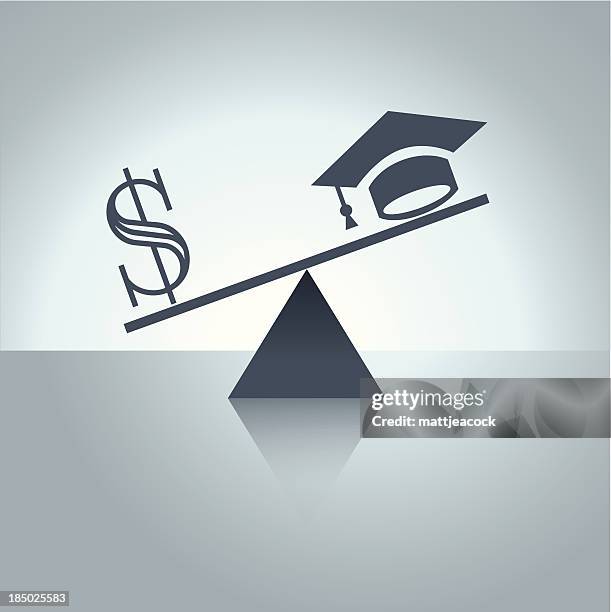 illustration of cost versus quality of education. - versus stock illustrations