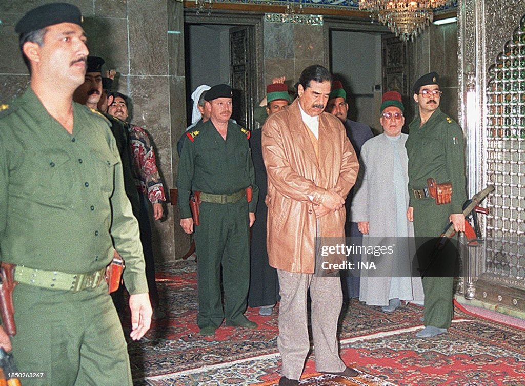Sadam Rajkumar Iraqi President Saddam Hussein prays at the shrine of Immam Ali... News ...