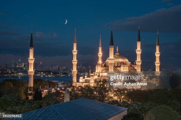 the blue mosque in istanbul, turkey - sultan ahmad moschee stock-fotos und bilder