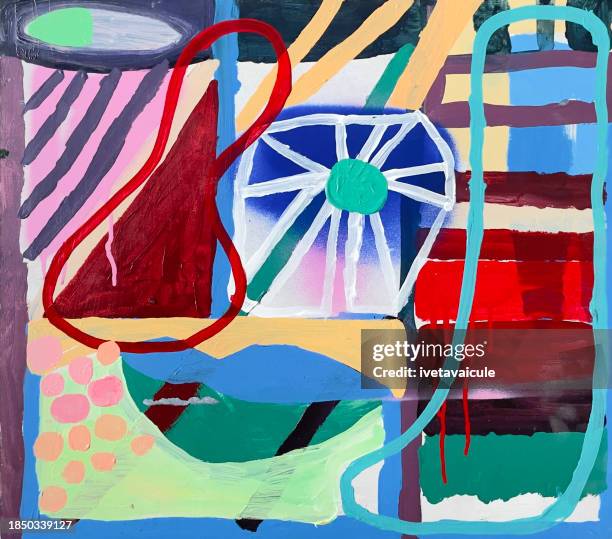 funky painting. marks. patterns. face - surreal painting stock illustrations