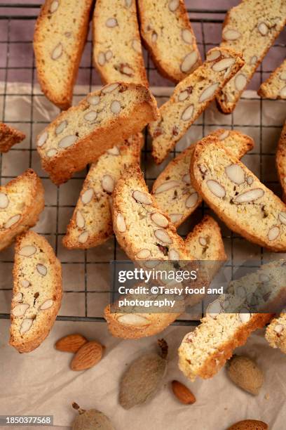 homemade italian biscotti with almond - italian culture stock pictures, royalty-free photos & images
