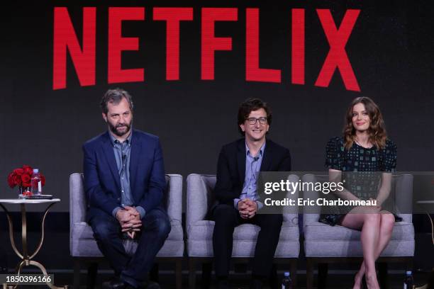 Judd Apatow, Paul Rust and Gillian Jacobs seen at Netflix 2016 Winter TCA on Sunday, January 17 in Pasadena, CA.