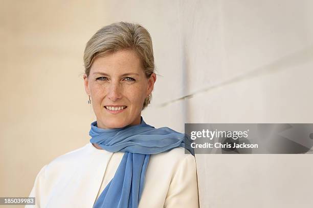 Sophie, Countess of Wessex poses for a portrait in the courtyard of the Islamic Museum of Art on day 1 of her visit to Qatar with the Charity ORBIS...