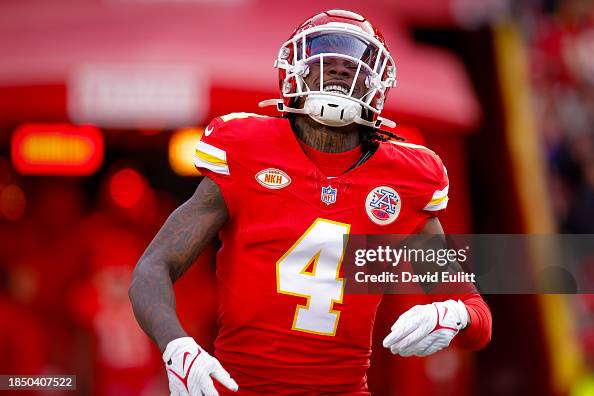 Rashee Rice of the Kansas City Chiefs runs onto the field during ...