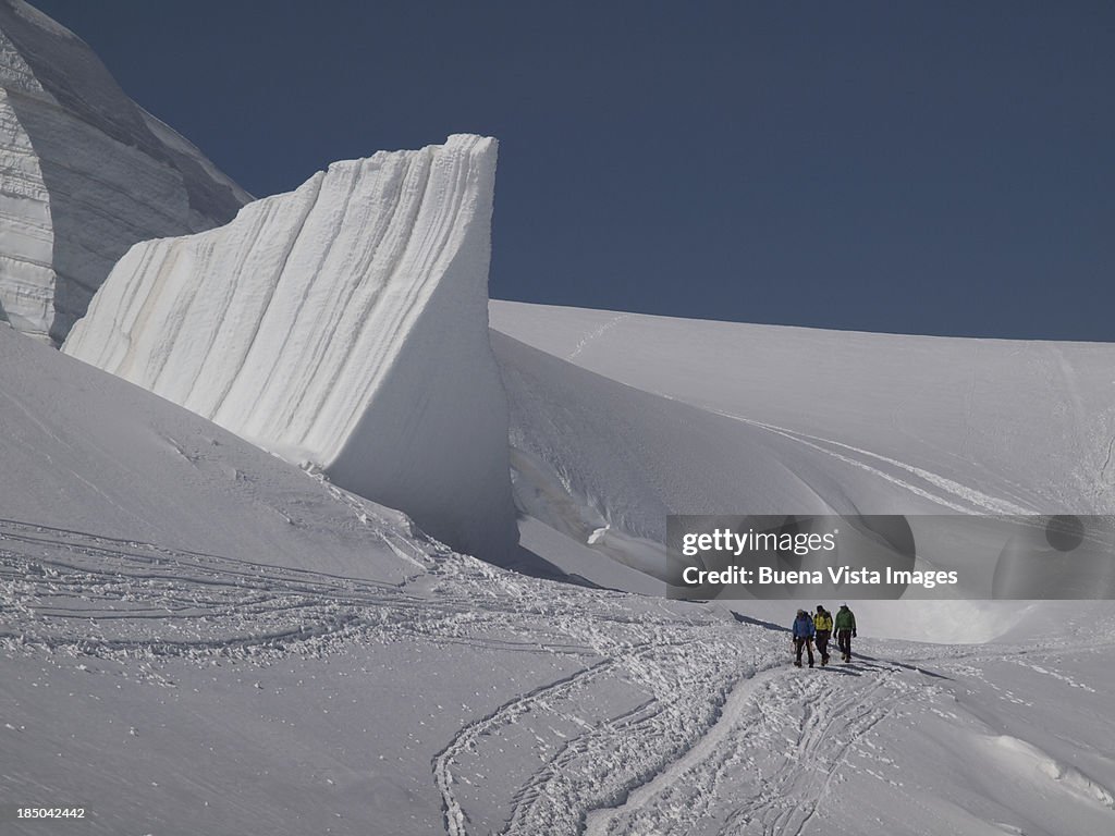 Climbers on an Alpine Glacier
