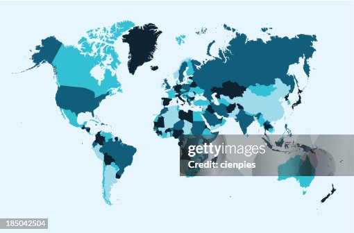 World Map Blue Countries Illustration Eps10 Vector File High-Res Vector ...