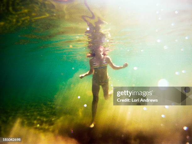 Underwater shot of woman with head above water