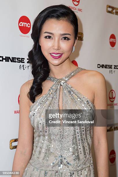 Actress Yao Xingtong attends the Los Angeles premiere of "Chinese Zodiac" at AMC Century City 15 theater on October 16, 2013 in Century City,...