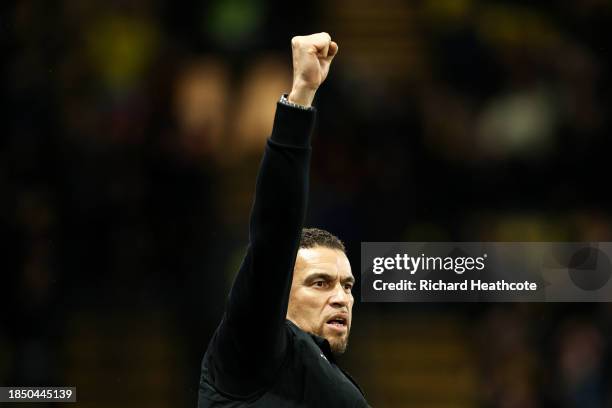 Valerien Ismael, Manager of Watford, celebrates after their sides first goal during the Sky Bet Championship match between Watford and Ipswich Town...