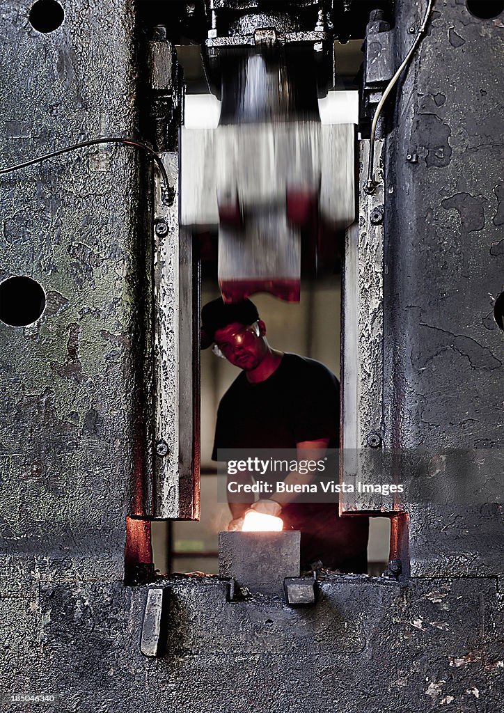 Worker in a steel factory