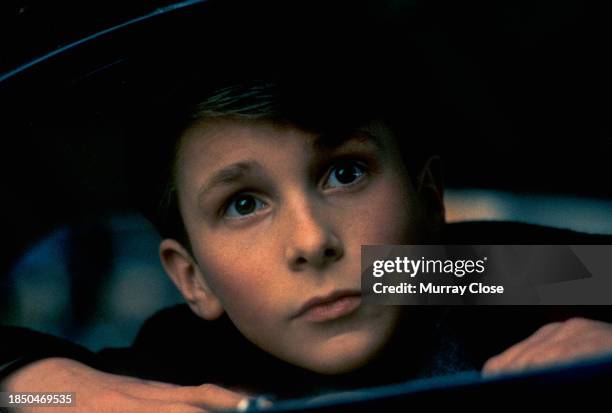 Close-up of English actor Christian Bale in the film 'Empire of the Sun' , 1987.