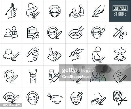 Plastic And Reconstructive Surgery Thin Line Icons - Editable Stroke Plastic And Reconstructive Surgery Thin Line Icons - Editable Stroke