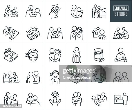 Iconos de líneas finas de hospicio y cuidados paliativos - Trazo editable Iconos de líneas finas de hospicio y cuidados paliativos - Trazo editable