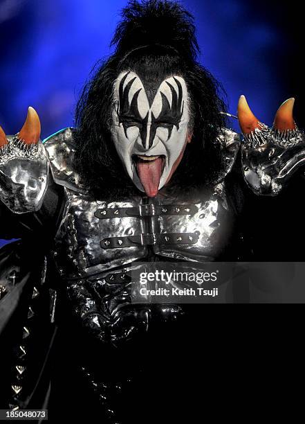 Gene Simmons of KISS on the runway during the Christian Dada show as part of Mercedes Benz Fashion Week Tokyo 2014 S/S at Hikarie Hall A of Shibuya...