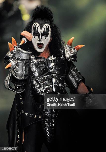 Gene Simmons of KISS on the runway during the Christian Dada show as part of Mercedes Benz Fashion Week Tokyo 2014 S/S at Hikarie Hall A of Shibuya...