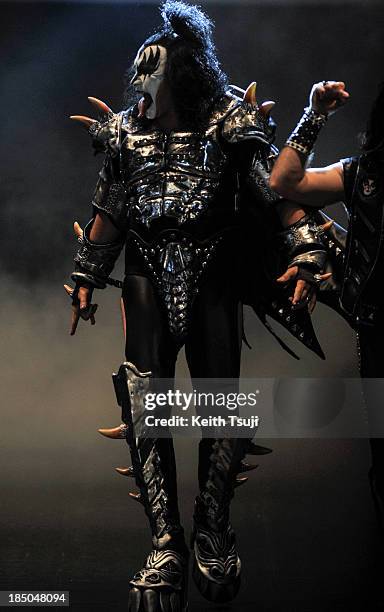 Gene Simmons of KISS on the runway during the Christian Dada show as part of Mercedes Benz Fashion Week Tokyo 2014 S/S at Hikarie Hall A of Shibuya...