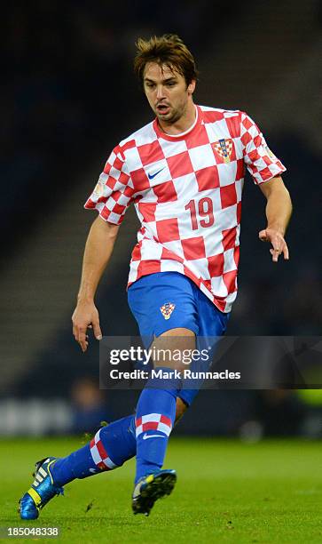 Niko Kranjcar of Croatia in action during the FIFA 2014 World Cup Qualifying Group A match between Scotland and Croatia at Hampden Park on October...