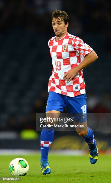 Niko Kranjcar of Croatia in action during the FIFA 2014 World Cup Qualifying Group A match between Scotland and Croatia at Hampden Park on October...