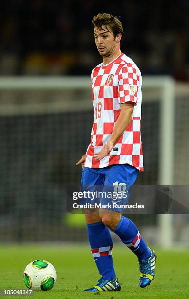 Niko Kranjcar of Croatia in action during the FIFA 2014 World Cup Qualifying Group A match between Scotland and Croatia at Hampden Park on October...