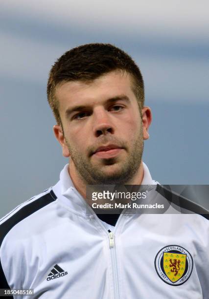 Grant Hanley of Scotland during the FIFA 2014 World Cup Qualifying Group A match between Scotland and Croatia at Hampden Park on October 15, 2013.
