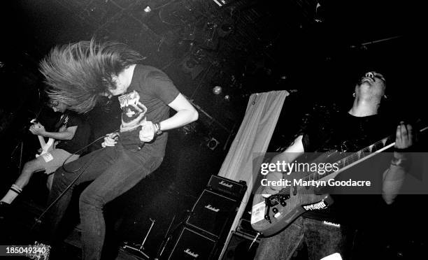 Napalm Death perform on stage at the ICA, London, United Kingdom, 1990.
