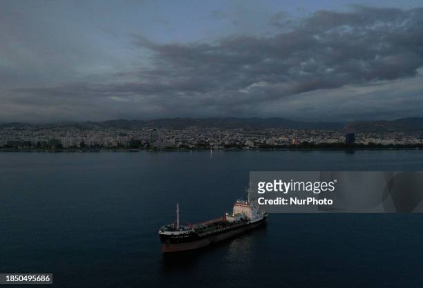 The tanker Island Challenger is moored off the coast of the Mediterranean port of Limassol. Cyprus, Friday, December 15, 2023. The Cyprus Chamber of...