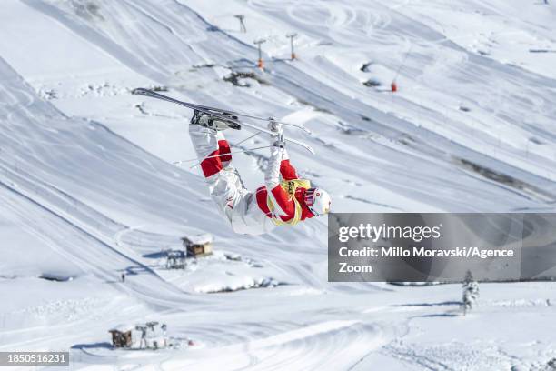 Mikael Kingsbury of Team Canada in action, takes 1st place during the FIS Freestyle Ski World Cup Men's and Women's Moguls on December 15, 2023 in...