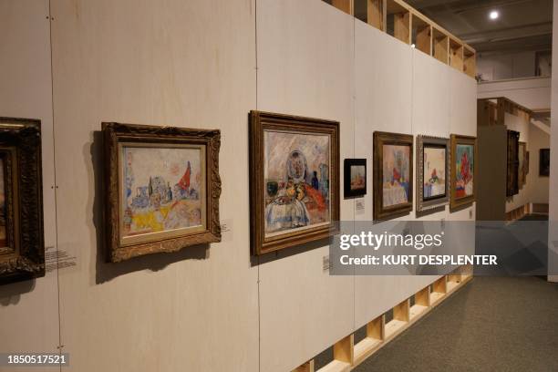 Illustration picture shows a royal visit to the exhibition 'Rose, Rose, Rose a mes yeux. James Ensor and still life in Belgium from 1830 to 1930', at...