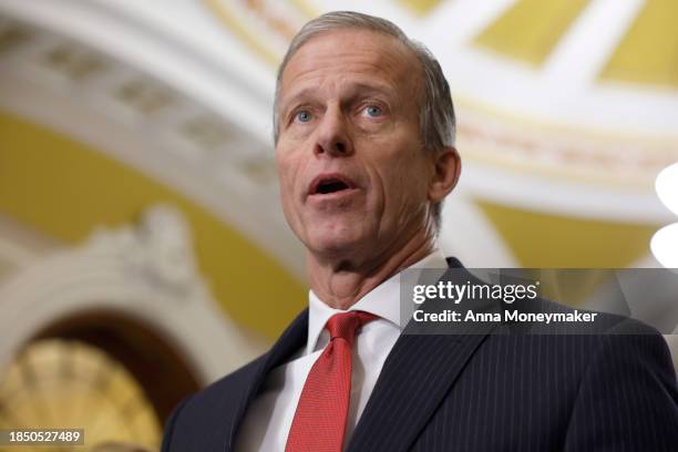 Senate Minority Whip John Thune speaks at a news conference after a weekly policy luncheon with Senate Republicans at the U.S. Capitol Building on...