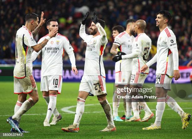 Rafa of SL Benfica celebrates after scoring their team's second goal during the UEFA Champions League match between FC Salzburg and SL Benfica at Red...