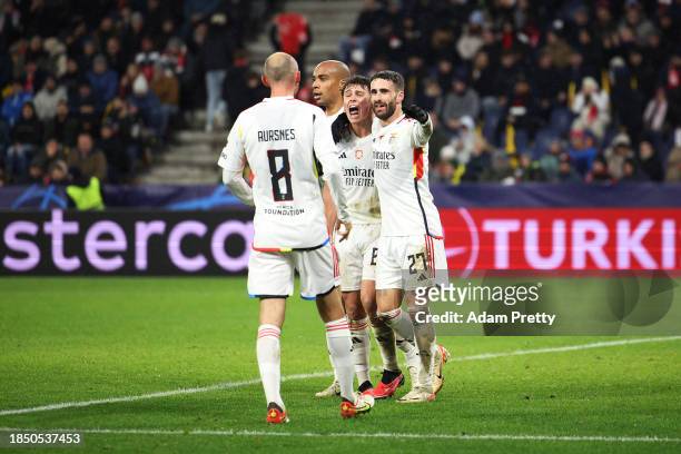 Rafa of SL Benfica celebrates after scoring their team's second goal during the UEFA Champions League match between FC Salzburg and SL Benfica at Red...