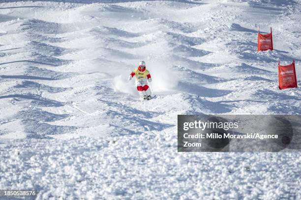 Mikael Kingsbury of Team Canada in action, takes 1st place during the FIS Freestyle Ski World Cup Men's and Women's Moguls on December 15, 2023 in...