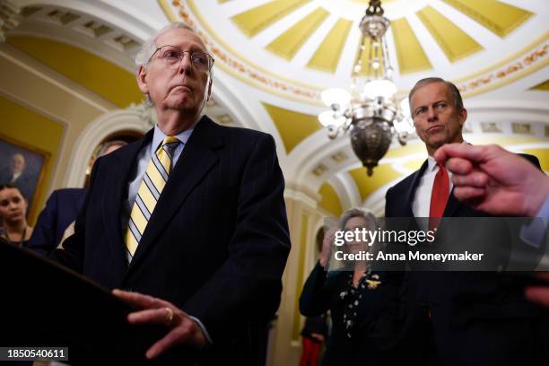 Senate Minority Leader Mitch McConnell speaks at a news conference after a weekly policy luncheon with Senate Republicans at the U.S. Capitol...