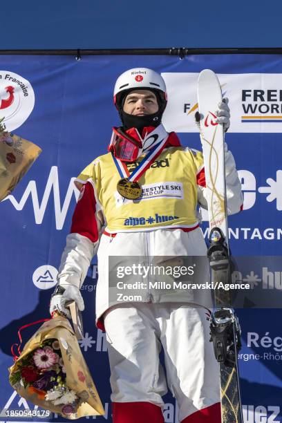 Mikael Kingsbury of Team Canada in action, takes 1st place during the FIS Freestyle Ski World Cup Men's and Women's Moguls on December 15, 2023 in...