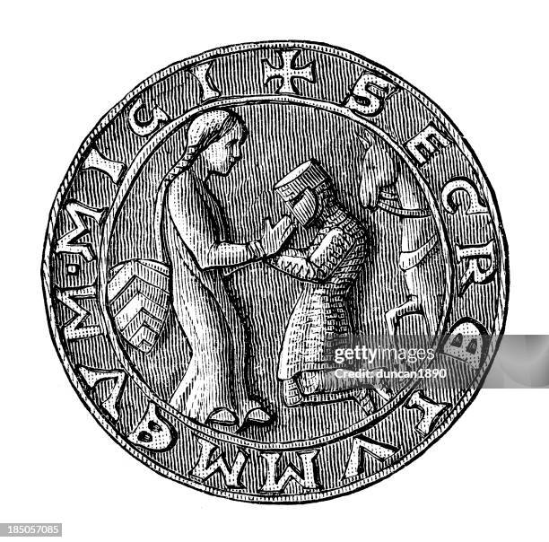 knights homage of faith - crusaders stock illustrations