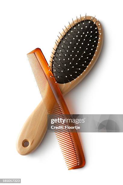 bath: comb and hairbrush - hair comb stock pictures, royalty-free photos & images