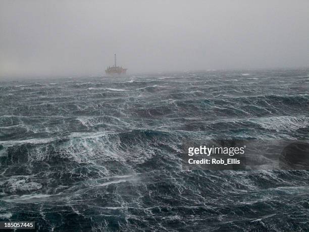 north sea oilrig storm - furious stock pictures, royalty-free photos & images