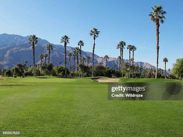 grünen golfplatz in der gegend von palm springs desert - palm springs california stock-fotos und bilder