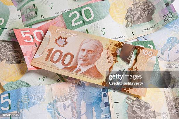 canadian currency - canadese valuta stockfoto's en -beelden