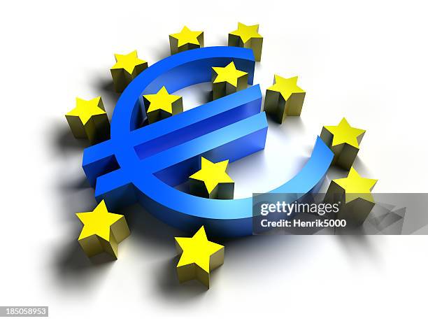 euro logo, isolated with clipping path - 3d euro symbol stock pictures, royalty-free photos & images