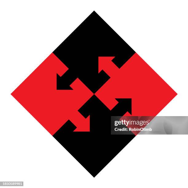 arrows puzzle icon - interlocking arrows stock illustrations