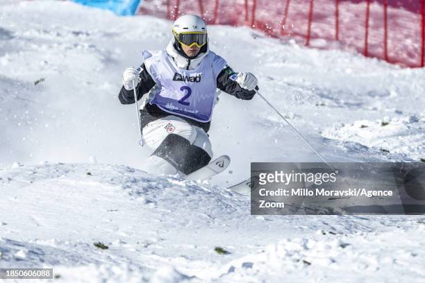 Rino Yanagimoto in action during the FIS Freestyle Ski World Cup Men's and Women's Moguls on December 15, 2023 in Alpe d'Huez, France.